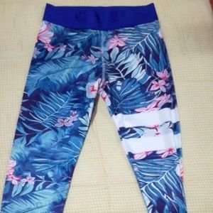 Blue Floral Fitness Leggings